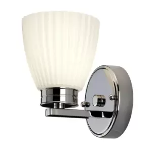 Image of IP44 Wall Light Ribbed Opaque Glass Shade Polished Chrome LED G9 3.5W d00169