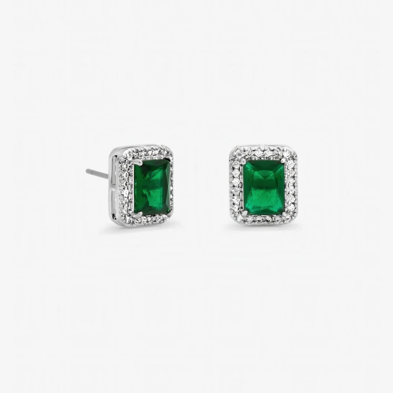 Image of Jon Richard Cubic Zirconia Emerald Perfume Bottle Studs Stud Earrings One Size Silver 71746111000