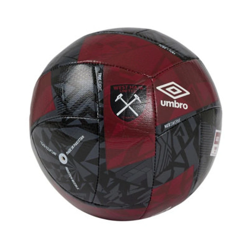 Image of Umbro 24/25 Neo Swerve West Ham United Fc Mini Football Black/white/new Claret (1)