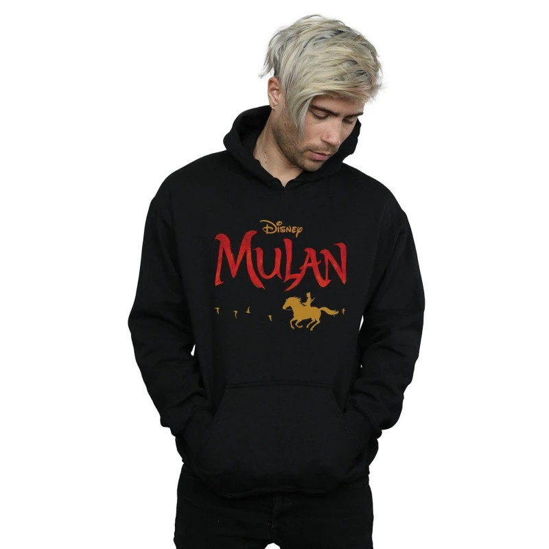 Image of Disney Men Mulan Movie Logo Hoodie in Black Size: Small Black S Male 5059400721294
