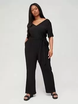 Vero Moda Curve Joni Jersey Jumpsuit - Black, Size L = UK 20-22, Women