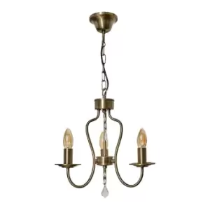 image of Sadler 3 Way Antique Brass Ceiling Light Chandelier