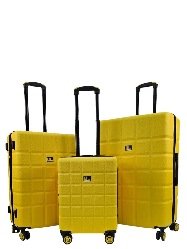 Image of Infinity Leather Yellow Hard Shell Classic 8 Wheel Cabin Luggage Case Travel Suitcases Size: Medium Yellow Unisex Medium
