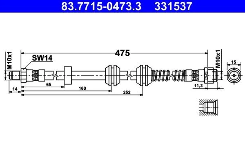 Image of Brake hose ATE 83.7715-0473.3