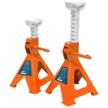 image of Sealey VS2002OR Axle Stands (Pair) 2tonne Cap /Stand Ratchet Type ...