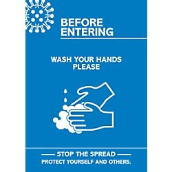 Image of Seco Health & Safety Poster Before entering, wash your hands Semi-Rigid Plastic 42 x 59.5 cm