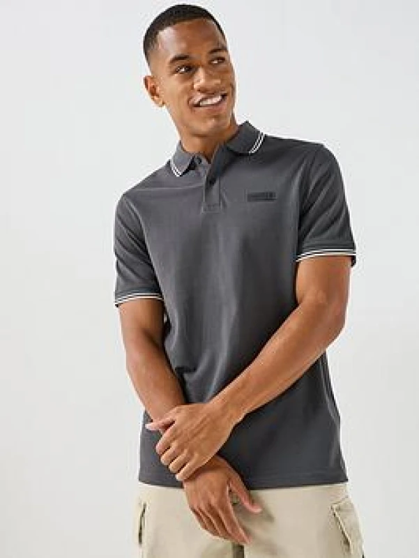 Image of Barbour International Mens Evan Polo Shirt - Grey Male S