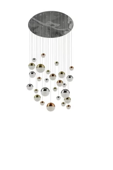Image of Planets 27 Light Copper, Chrome, Satin Brass Caps & Crystal Sand 4000K