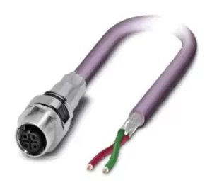 image of Phoenix Contact 1525610 Sensor Cord, 2P, M12 Rcpt-Free End, 5M