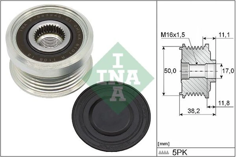Image of Alternator clutch pulley INA 535 0337 10