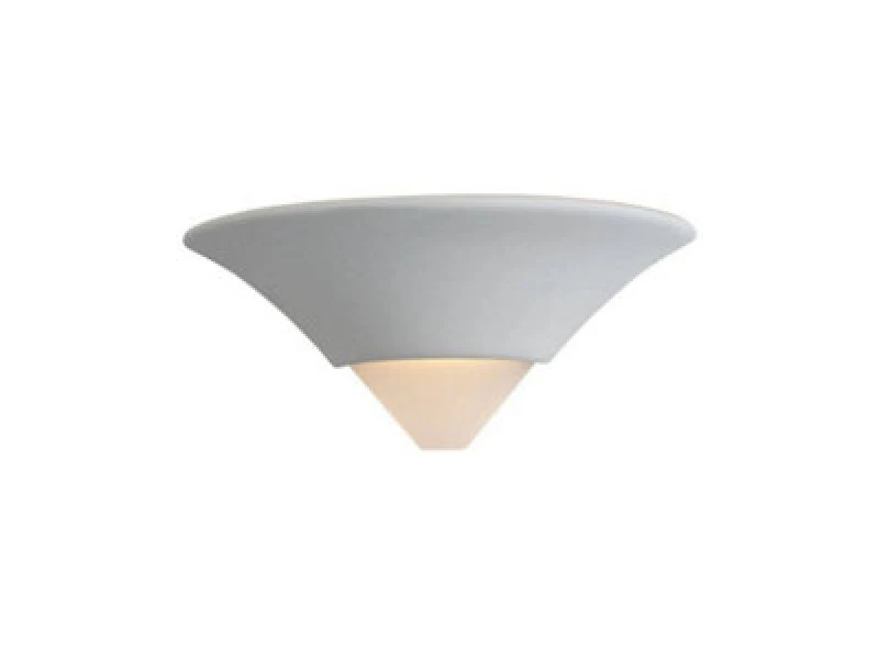 Image of Luminosa Lighting Ceramic 1 Light Indoor Wall Uplighter - 100W Unglazed, Acid White Glass, E27