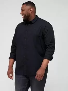 Image of Calvin Klein Big & Tall Slim Fit Stretch Poplin Shirt - Black