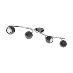 Image of Flush 4 Spots Ceiling Light Colour Nickel Chrome Plated Steel Bulb GU10 4x3W