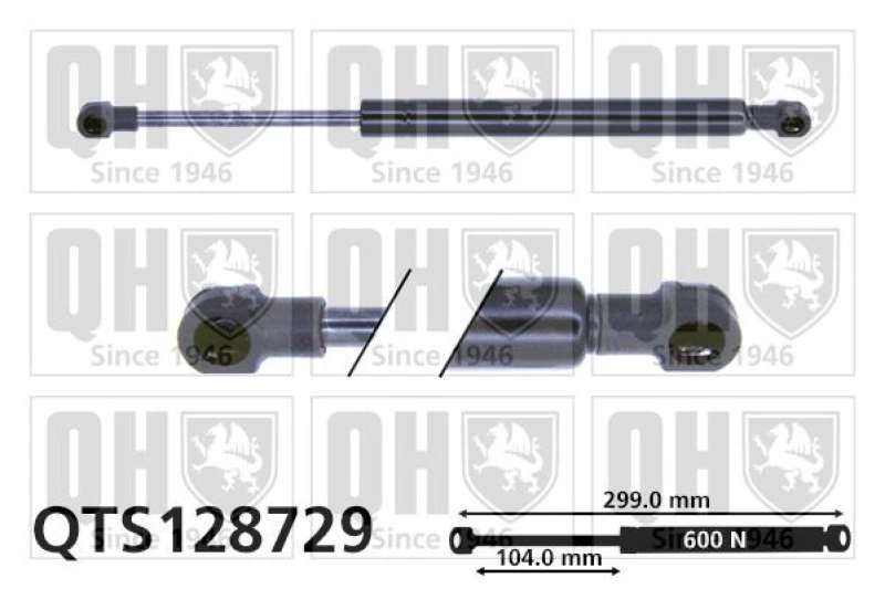 Image of QUINTON HAZELL Tailgate strut QUINTON HAZELL QTS128729