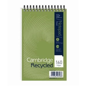 image of Cambridge 125mm x 200mm Notebook Wirebound Recycled 160 Pages 70gm2 Ruled Perforated Card Cover Pack 10