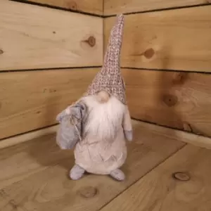 Image of 29cm Brown Nordic Christmas Sitting Gonk With Wooden Nose and Grey Sack