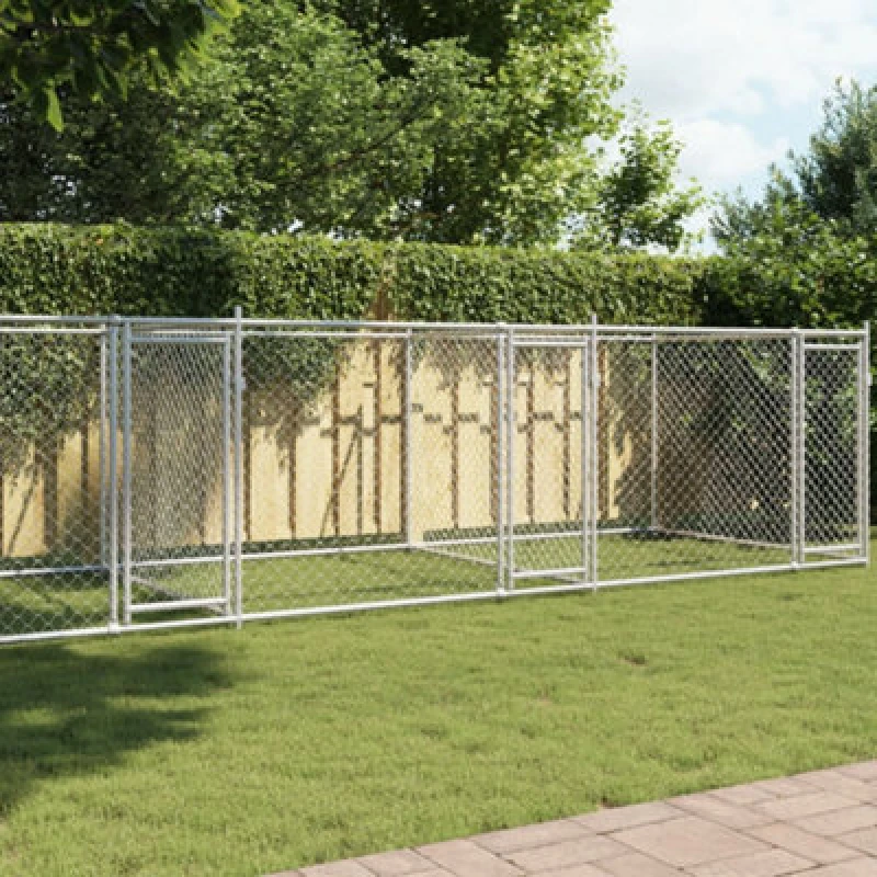 Image of VIDAXL Dog Cage with Doors Grey 8x2x1.5 m Galvanised Steel Vidaxl 3209575