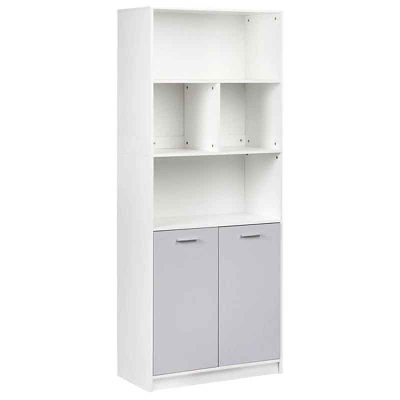 Image of Beliani 2 Door Bookcase Zehna Grey/ White
