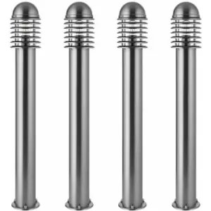 image of Loops - 4 pack 1m Outdoor Post Bollard Light Polished Steel Vandal Proof Pathway Lamp