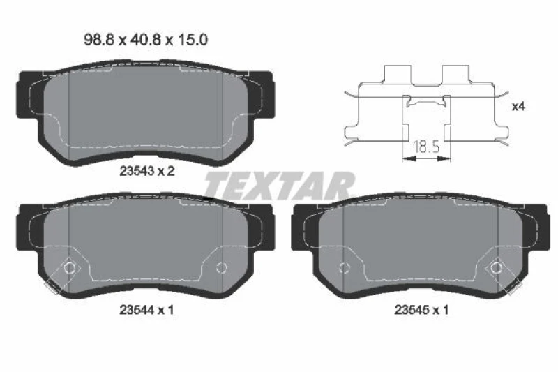Image of Brake pad set TEXTAR 2354301