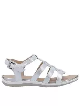 Image of Geox Sand Flat Sandals, Silver, Size 4, Women
