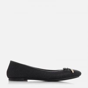 Dune Womens Harpar 2 Leather Ballet Flats - Black Reptile - UK 3