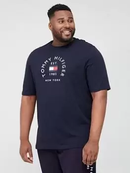 Image of Tommy Hilfiger Big & Tall Hilfiger Flag Arch T-Shirt - Desert Sky Navy, Desert Sky Navy, Size 4XL, Men