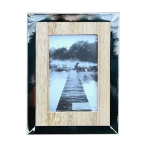 Image of Wood And Silver Coloured Photo Frame 4" X 6"