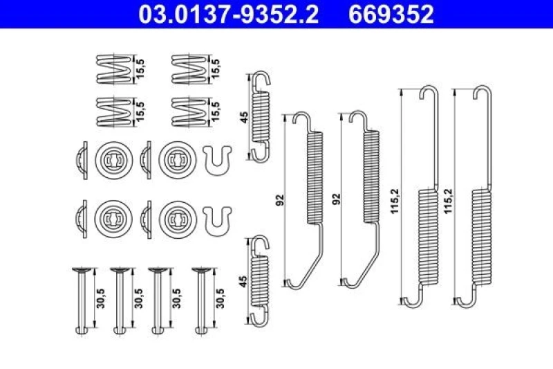 Image of Brake shoe fitting kit ATE 03.0137-9352.2