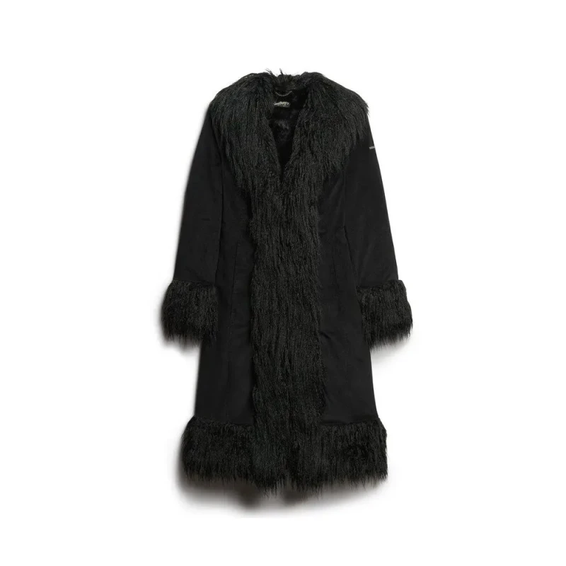Image of Superdry Womens coat Superdry Long Afghan Noir Female M