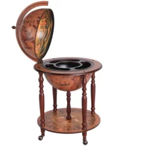 Image of HOMCOM Globe Shaped Retro Style Mini Bar Drink Cabinet Movable Wine Alcohol Beverage Storage Trolley Glass Bottle Holder with Wheels 45cm