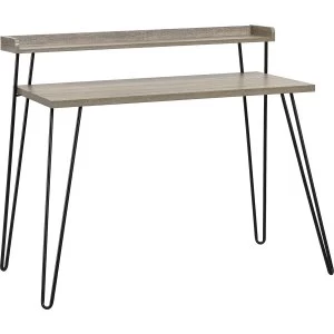 image of Dorel Haven Retro Desk with Riser - Grey Oak