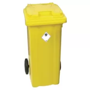 Image of Slingsby Lockable Clinical Waste Wheelie Bin 80l 2 Wheeled Yellow