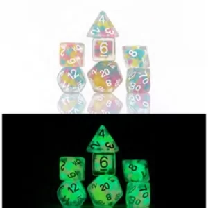 image of Sirius Dice: Lucky Charm Glowworm, Glow in the Dark Poly Dice Set