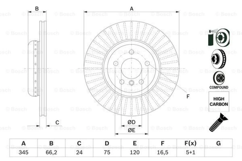 Image of Brake disc Bosch 0 986 479 E17