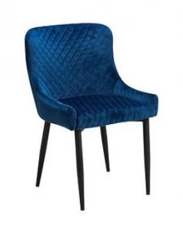 image of Julian Bowen Pair Of Luxe Velvet Dining Chairs - Blue