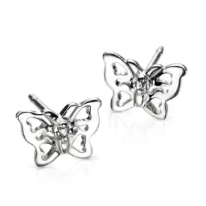 image of D for Diamond Childrens Silver & Diamond Filigree Butterfly Stud Earrings