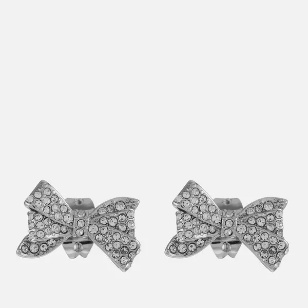 Image of Ted Baker Womens Barseta Crystal Bow Stud Earrings - Silver