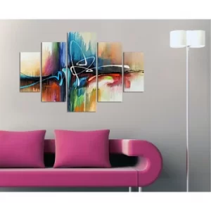 image of ST276 Multicolor Decorative MDF Painting (5 Pieces)