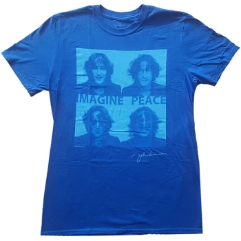 Image of John Lennon - Glasses 4 Up Unisex Large T-Shirt - Blue
