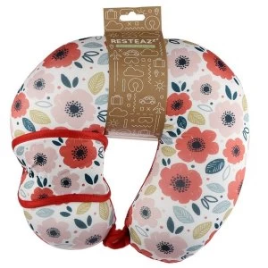 image of Relaxeazzz Poppy Fields Travel Pillow & Eye Mask Set