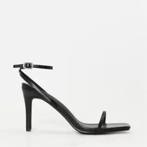 image of Missguided Faux Leather Barely There Heels - Black