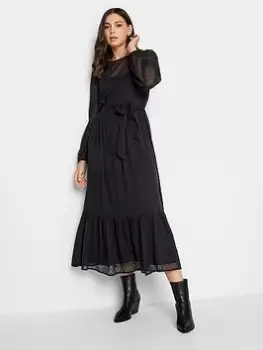 image of Long Tall Sally Dobby Tiered Dress, Black, Size 10, Women