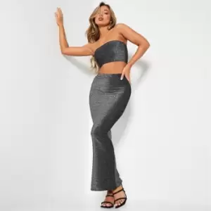 Image of I Saw It First Glitter High Waisted Maxi Skirt - Grey