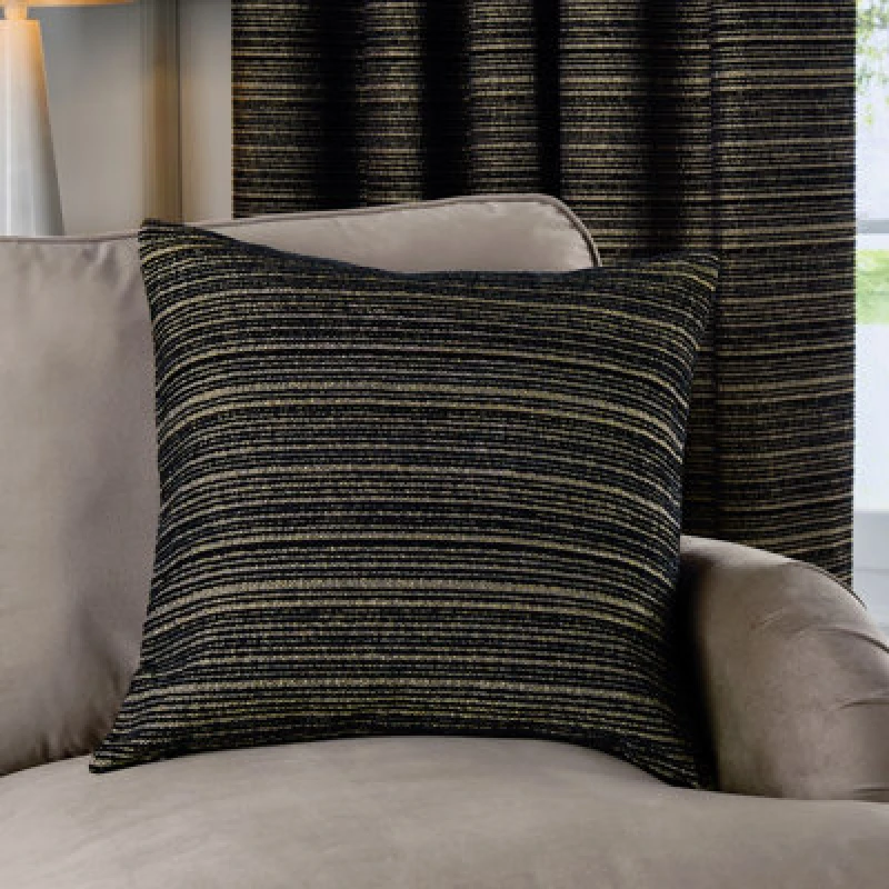 Image of Paoletti Paoletti Jupiter Chenille Jacquard Cushion in Black Size: 50cm x 50cm Black 50cm x 50cm Unisex 5025532360403