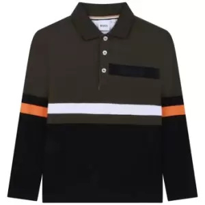 image of Boss Long Sleeve Stripe Polo Shirt - Green