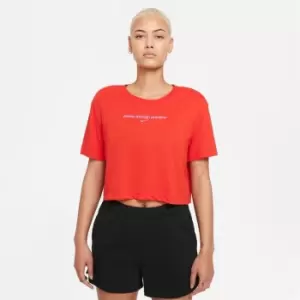 Image of Nike Short Sleeve Yoga 2 Crop T Shirt Womens - Red