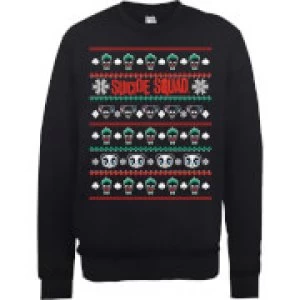 Image of DC Comics Suicide Squad Character Faces Black Christmas Sweatshirt - XXL - Black