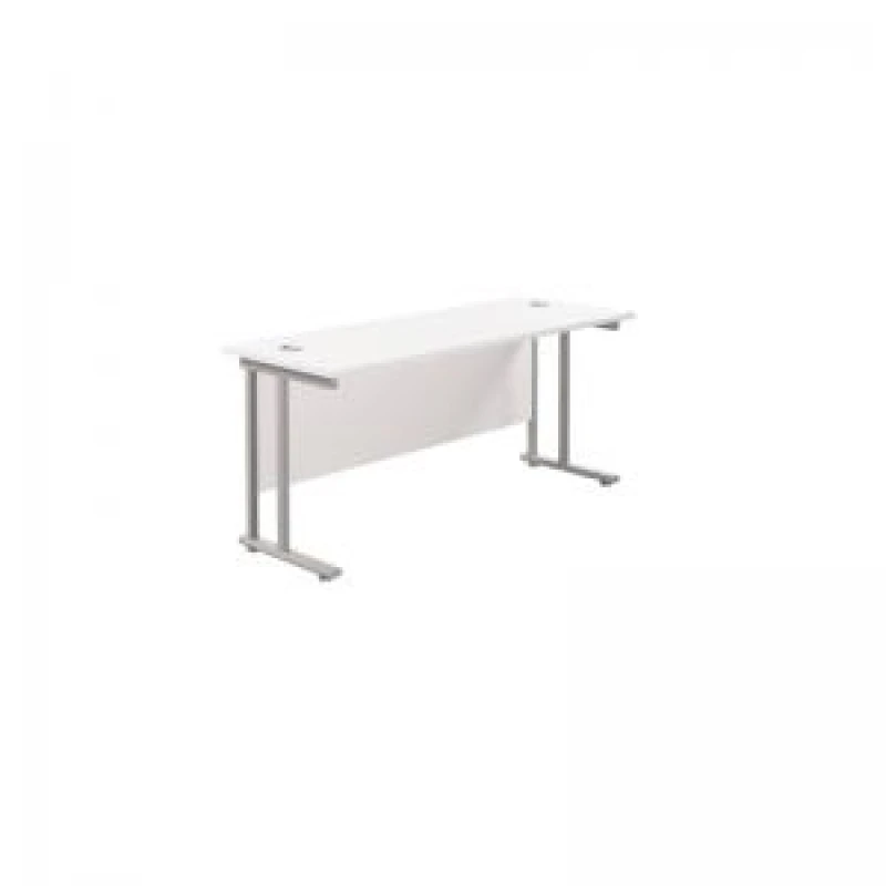Image of Jemini Rectangular Cantilever Desk 1600x600x730mm White/Silver KF806479
