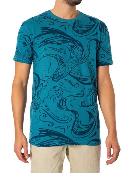 Image of Superdry Vintage Overdye Printed T-Shirt Quayside Blue S